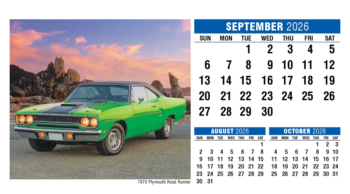 Galleria Classic Cars Promotional Desk Calendar- 2026